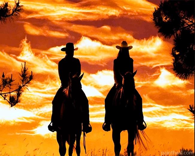 Cowboy Cowgirl Silhouette NEW Painting By Numbers Kits