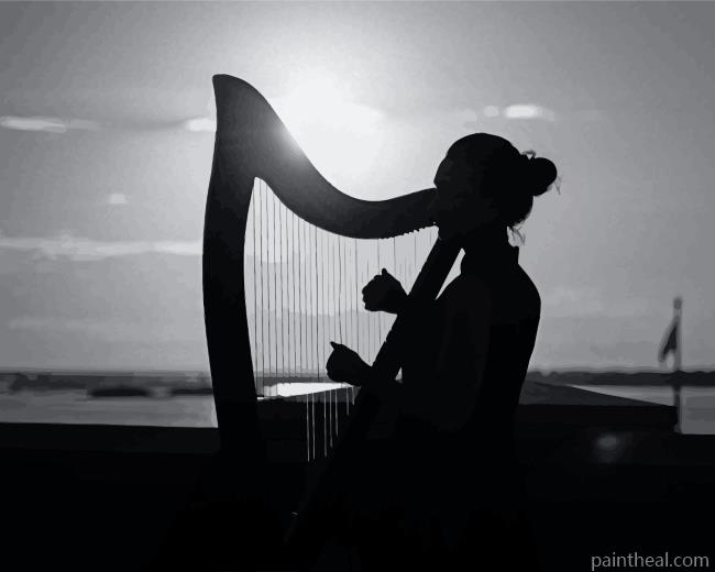 Playing Harps Silhouette Painting By Numbers Kits