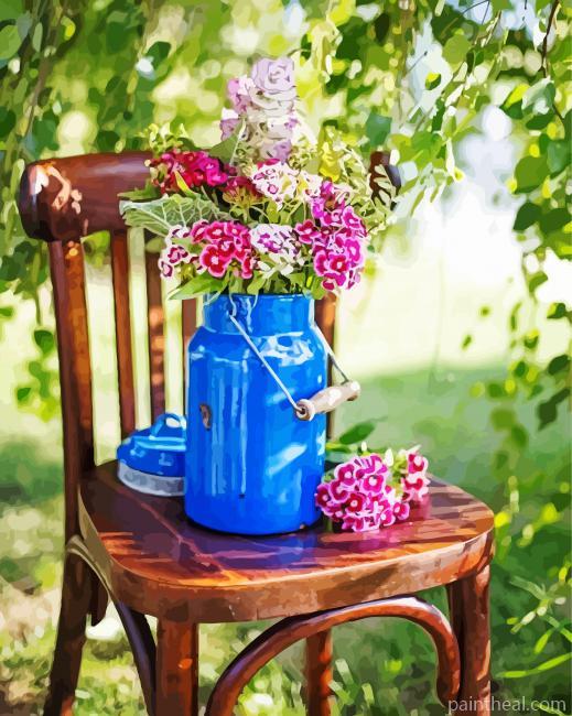 Flowers In Chair Painting By Numbers Kits