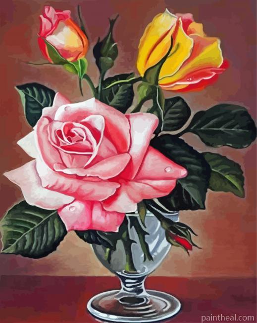 Pastel Flowers In Glass Art Painting By Numbers Kits