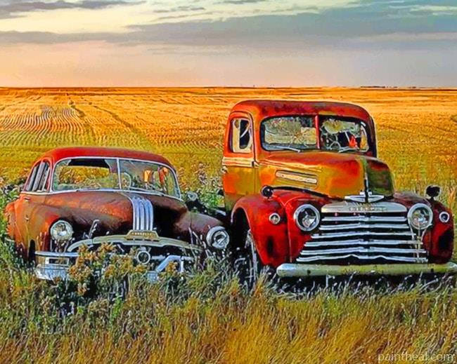 Aesthetic Cars Vintage Painting By Numbers Kits