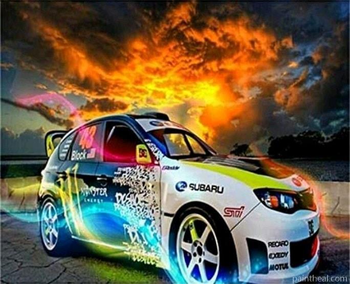 Sport Car on Fire Engines Painting By Numbers Kits