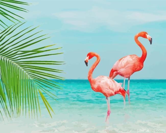 Flamingos In Sea Painting By Numbers Kits
