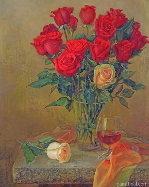 Red Roses In Glass Painting By Numbers Kits