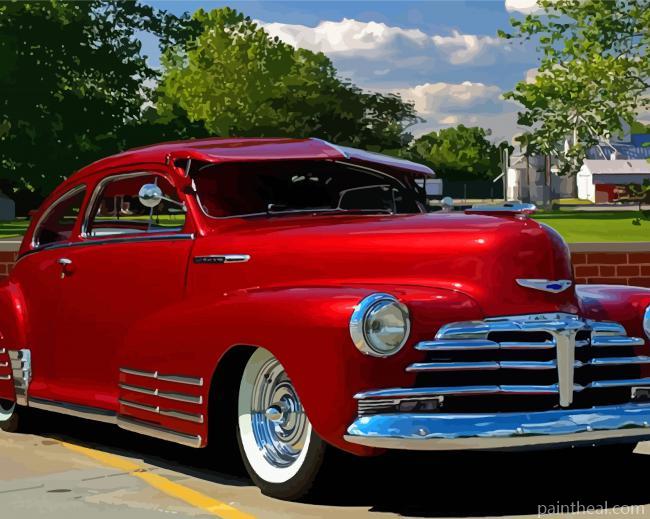 Red 48 Chevy Fleetline Car Painting By Numbers Kits