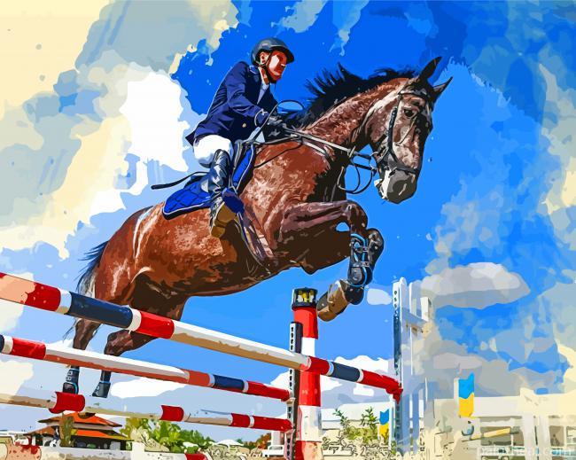 Horse Rider Jumping Painting By Numbers Kits