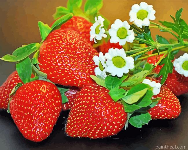 Strawberry And Daisies Food Painting By Numbers Kits