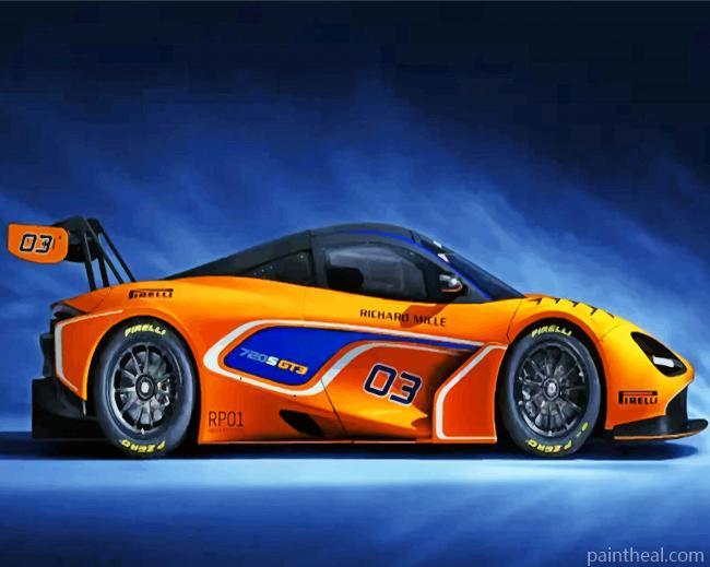 Orange Racing Car Painting By Numbers Kits