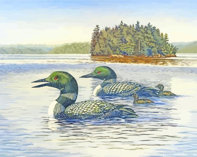 Loon Family Art Painting By Numbers Kits
