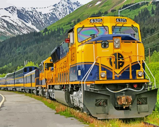 Winter Alaska Railroad Train Painting By Numbers Kits
