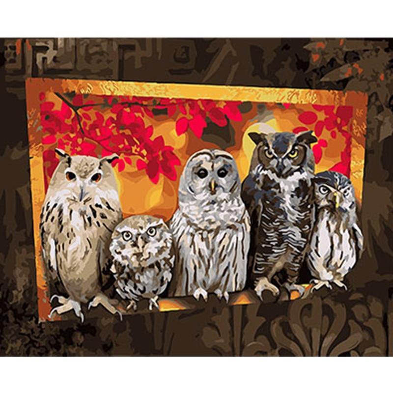 Owls Birds Group Painting By Numbers Kits