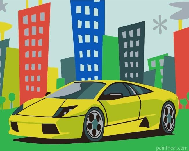 Green Lamborghini Car Painting By Numbers Kits