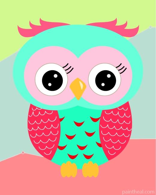 Teal And Pink Owl Painting By Numbers Kits
