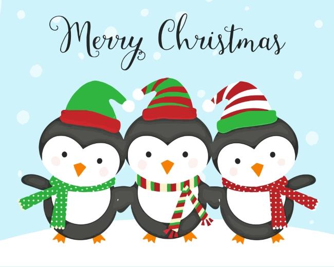 Merry Christmas Penguins Painting By Numbers Kits