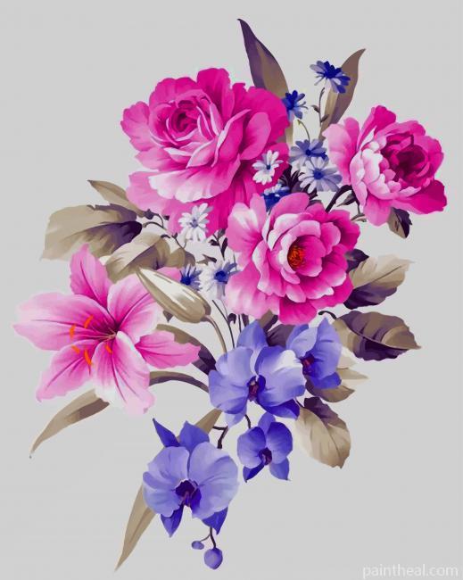 Pink And Purple Flowers NEW Painting By Numbers Kits
