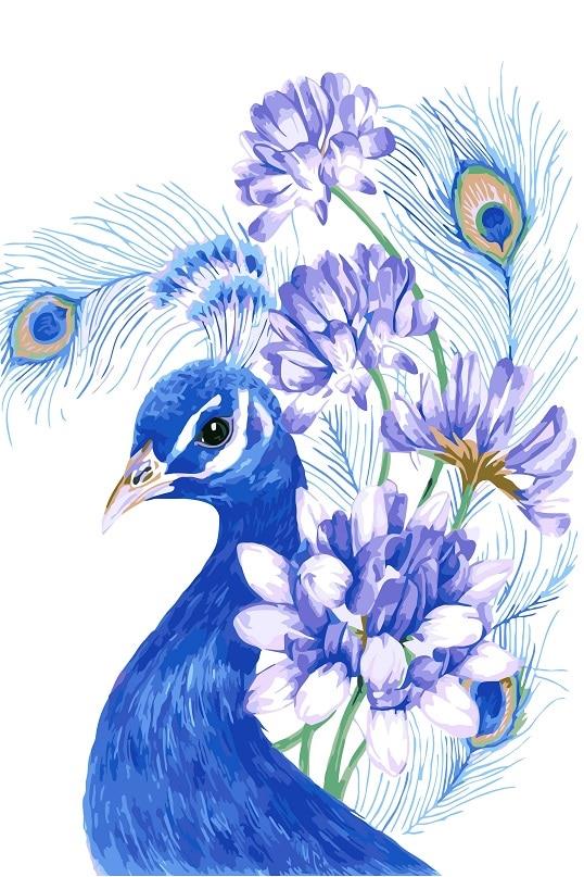 Blue Peacock Art Painting By Numbers Kits