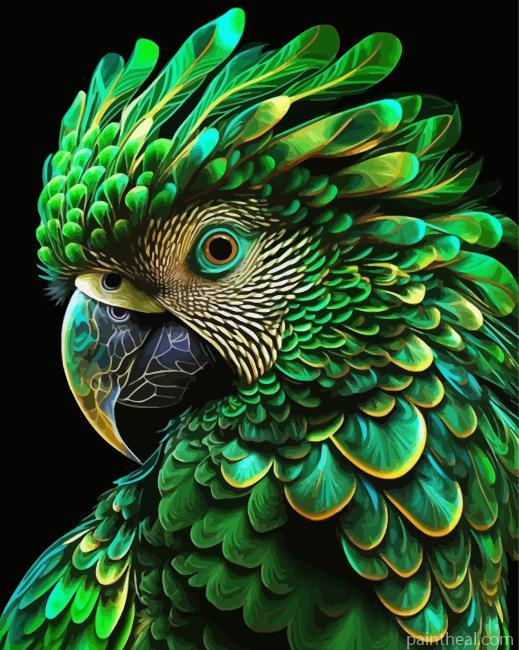 Green Parrot Painting By Numbers Kits