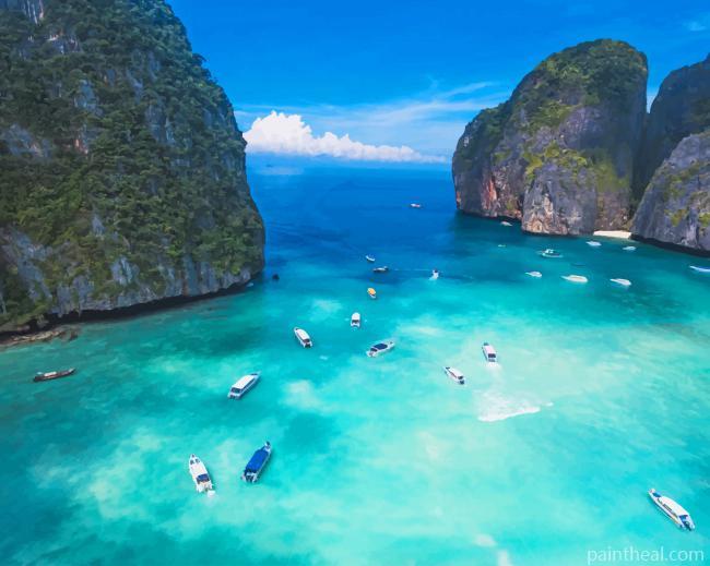 Maya Bay Thailand Painting By Numbers Kits