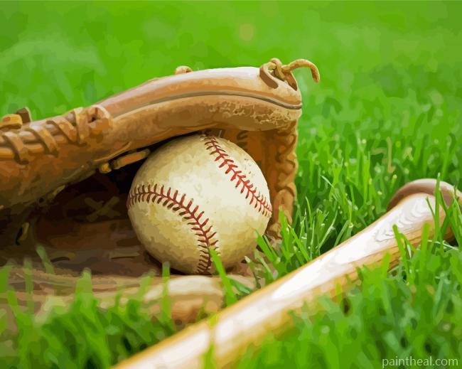 Baseball Bat With Glove Painting By Numbers Kits