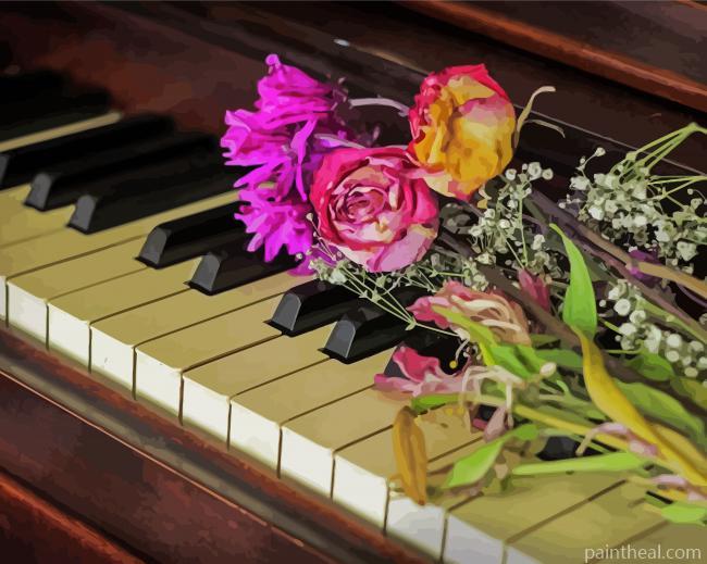 Aesthetic Flowers And Piano Painting By Numbers Kits