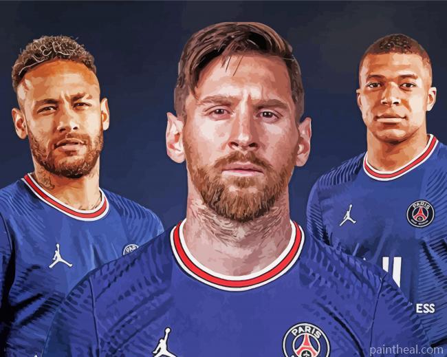 Neymar And Lionel And Mbappe Painting By Numbers Kits