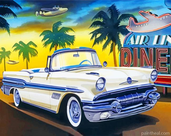 White Vintage Car Painting By Numbers Kits