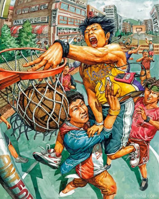Boys Playing Basketball Painting By Numbers Kits
