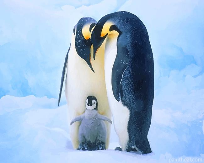 Penguin Birds Family Painting By Numbers Kits