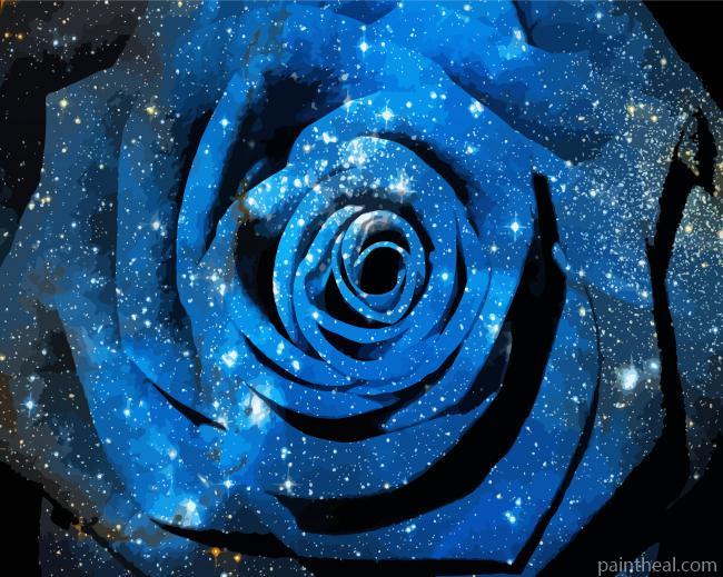 Blue Space Flower Painting By Numbers Kits