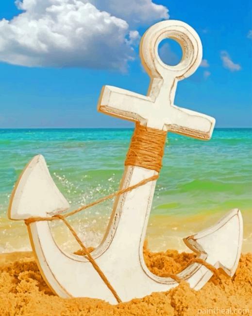 Anchor On The Beach Painting By Numbers Kits