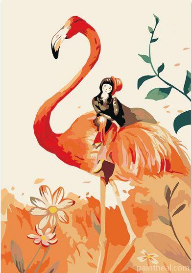 Little Girl On Flamingo Painting By Numbers Kits