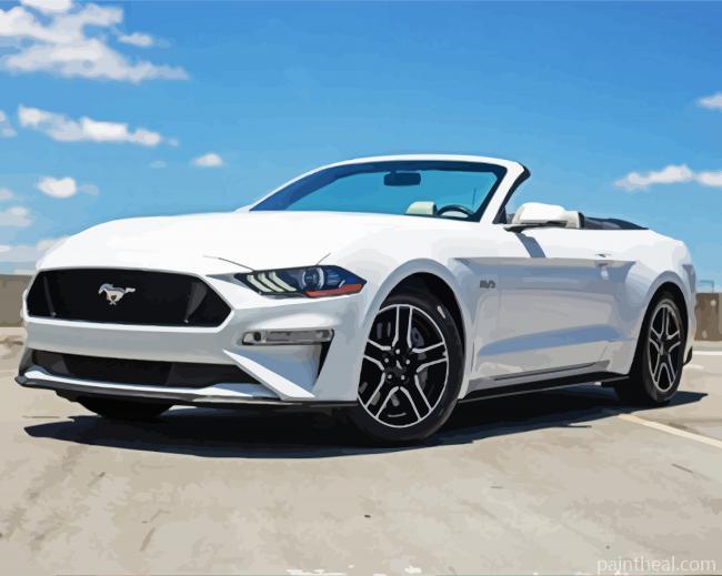 White 2018 GT Mustang Painting By Numbers Kits