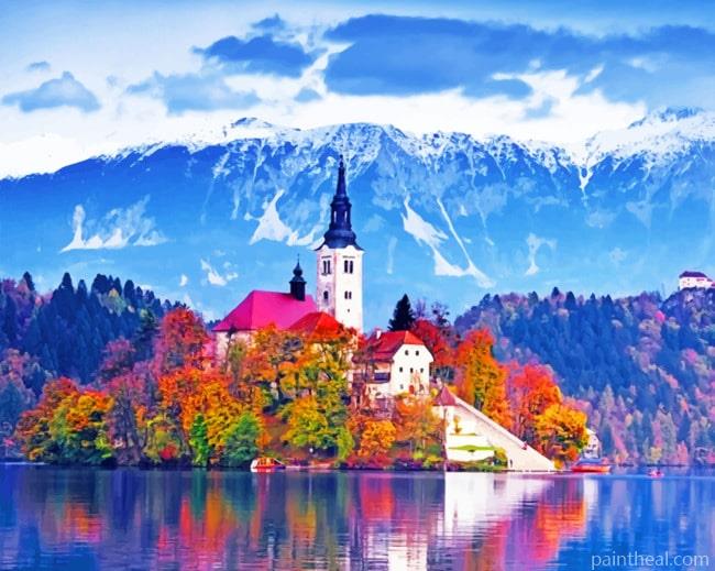 Lake Bled Castle Slovenia Painting By Numbers Kits
