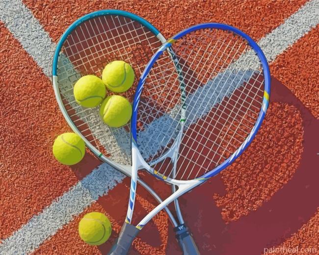 Tennis Rackets And Balls Painting By Numbers Kits