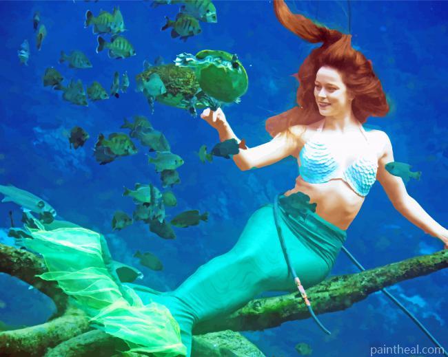 Mermaid Enjoying Sea Swim Painting By Numbers Kits