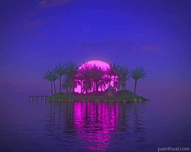 Oasis Island With Trees Painting By Numbers Kits