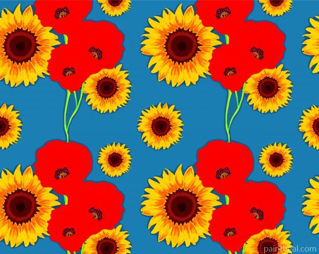 Florals Poppies And Sunflowers Painting By Numbers Kits