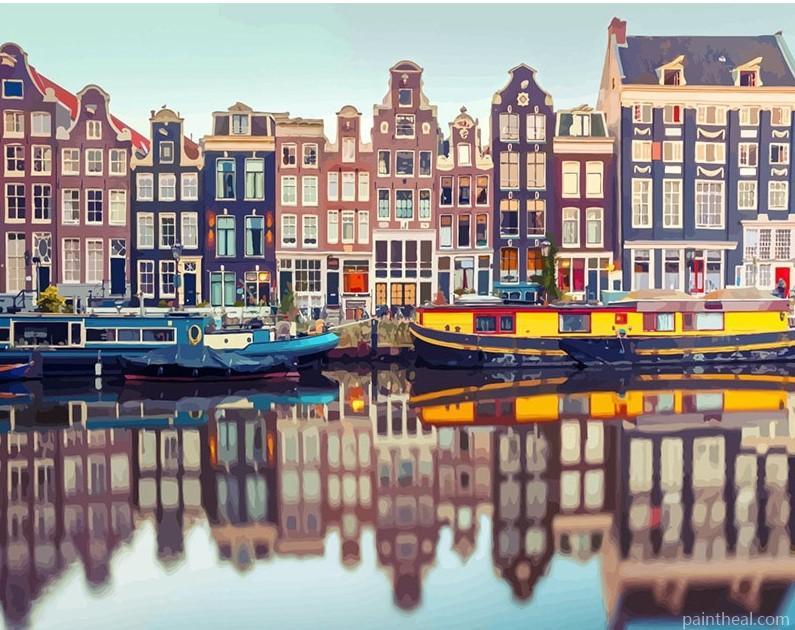Amsterdam Canal Cities Painting By Numbers Kits