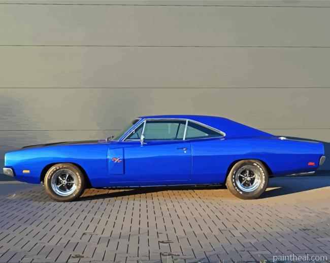 Blue Dodge Charger 1970 Painting By Numbers Kits