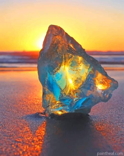 Beach Rock At Sunset Painting By Numbers Kits