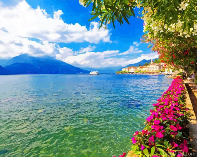Flowers On The Lakeside Of Bellagio Province Of Como Painting By Numbers Kits