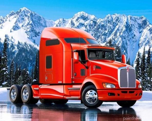 Red Truck In snow Cars Painting By Numbers Kits