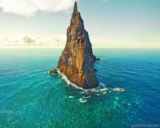 Big Rock In The Middle Of The Sea Painting By Numbers Kits