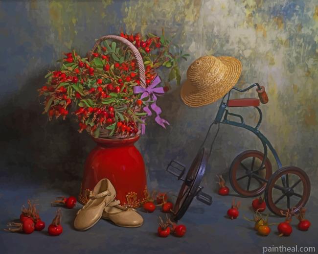 Vintage Bike And Vase Painting By Numbers Kits