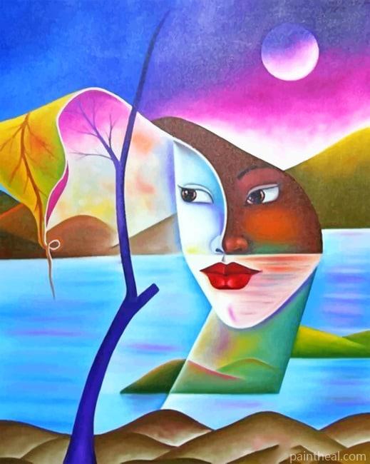 Abstract Mother Nature Face Painting By Numbers Kits