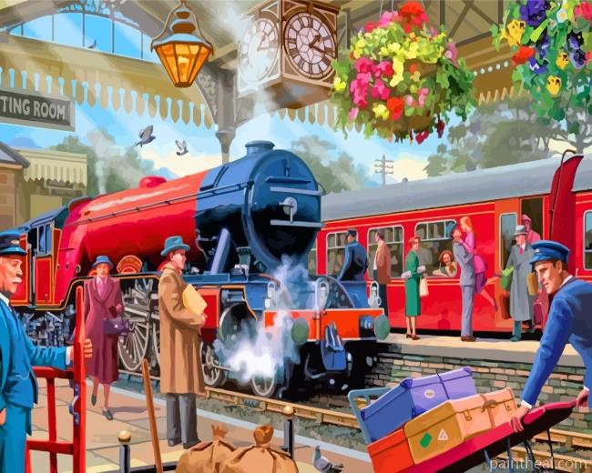Train Station Painting By Numbers Kits