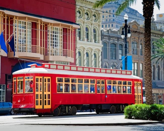 New Orleans Red Tram Painting By Numbers Kits