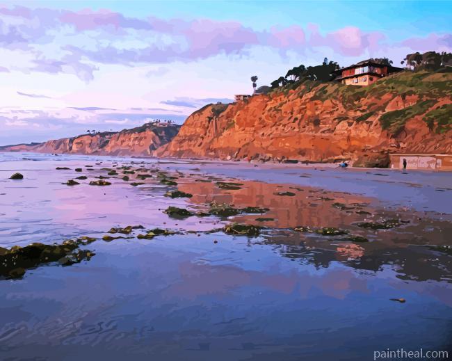 House On A Cliff Sunset Seascape Painting By Numbers Kits