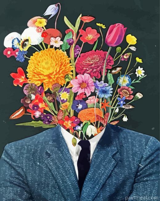 Floral Man Head Painting By Numbers Kits