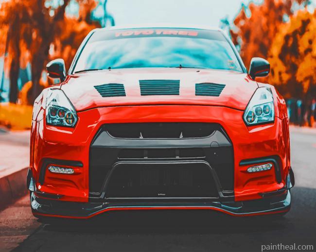 Red Nissan Gtr Painting By Numbers Kits